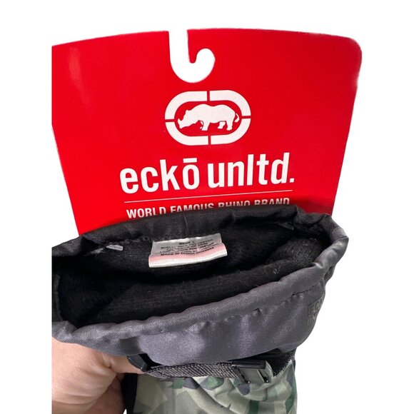 NWT ECKO Unlimited Snow Winter Gloves Charcoal Velcro Wrist Fleece Lined Large - Picture 3 of 4